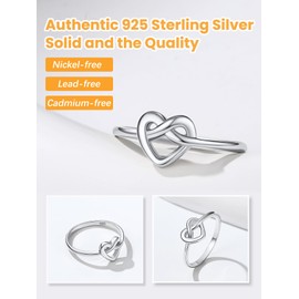 Bestyle Silver Celtic Ring for Women, Dainty Cute Heart Knot Ring, Women Simple Finger Band Ring Stacking Ring, Eternity Love Band Ring for Her, Great Celtic Jewelry for Women,Size J1/2