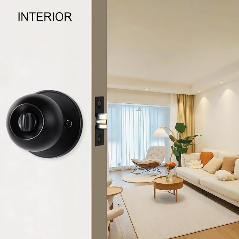 Door Knobs with Lock and Keys, Exterior/Interior Door Handle Lock