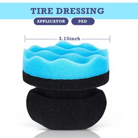 6 Pcs Tire Hex Grip Dressing Applicator Washable Tire Shine Applicator Dressing Pad Car Detailing Foam Sponge Reusable Tire Cleaner Sponge for No Slip Tire (Black, Red, Blue, 3.15 Inch Diameter)