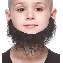 Mustaches Self Adhesive Morman Fake Beard for Kids, Novelty, Small Realistic False Facial Hair, Costume Accessory for Children, Black Color