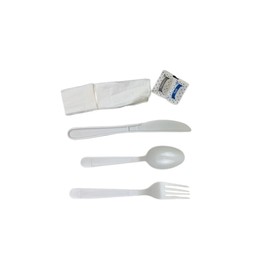 DHG PROFESSIONAL Heavy Weight White 6 Items Plastic Cutlery Sets | 250-Pieces Disposable Utensil Set – Fork, Knife, Spoon, Napkin, Salt & Pepper | For Catering, Restaurants, Events & Travel