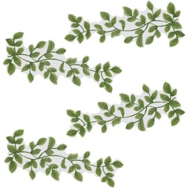Framendino, 4 Pack Green Forest Leaves Vine Patches Leaf Pattern Appliques Lace Trims Embroidery Embellishment for DIY Cloth Decoration Costume Craft