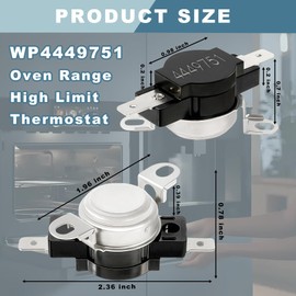 WP4449751 Oven Range High Limit Thermostat Fit for KitchenAid Maytag Jenn-Air Amana Whirlpool Oven Thermostat, Replaces 4449751 1550872 AH2375382 EA2375382 PS2375382