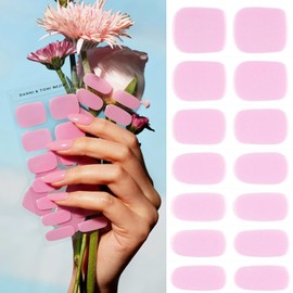 DANNI & TONI Semi Cured Gel Nail Strips Light Pink (Blush Ethereal) Ultra-fine Glitter Effect Wraps UV 28 Nail Stickers