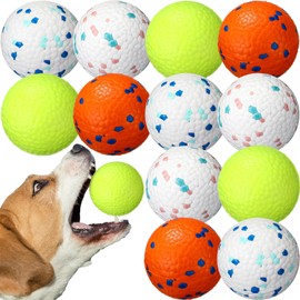 Jenaai 12 Pcs Dog Balls for Aggressive Chewers Tennis Ball 2.9 Inch Indestructible Durable Bouncy Floating Toys Interactive Dog Toys for Large Medium Small Dogs and Puppies(Bright Color)