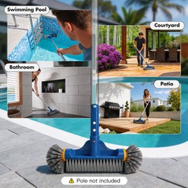 Heavy Duty Pool Brush Head, Premium Nylon Bristles Non-Abrasive Cleaning, Reinforced Aluminum Frame, Ideal for Pool Walls, Steps, Corners, Above Ground & Inground Swimming Pool Cleaning Tools