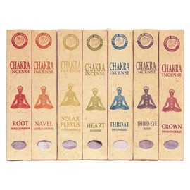 Chakra Incense Sticks, Set of 7 x 15 Pieces, Handmade in Nepal, No Chemicals, 100% Natural & Organic