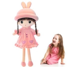 Baby Girl Fluffy Rag Doll Cute Princess Doll Soft Stuffed Plush Toy with Bunny Ear Skirt & Hat Beautiful Fairy Ragdoll Decoration Companion Toys for Kids Childrens Xmas Birthday Gift Keepsake, 50CM