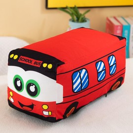 13.8 Inches Car Plush Toy Simulation Bus Cute Cartoon Pillow Filling Car Plush Pillow Toy Gift Children's Birthday (Red)