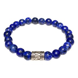 Pulsera para Hombre Lapizlázuli - Pulsera para Hombre de Piedras Naturales - Accesorio para Hombre - Regalo para Hombre, Pareja, Papá - Pulsera Artesanal - Accesorio Elegante y Varonil - 8 mm - Pulsera Atemporal Versátil - Pulsera de Protección - Accesor