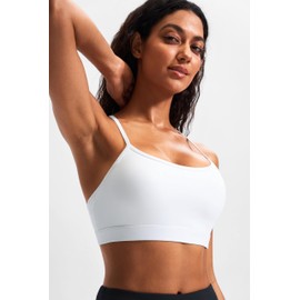 JOYSPELS Women's Sports Bra Without Underwire Padded Bustier Strapless Crop Tops Yoga Bra Workout Yoga Top Fitness White XL