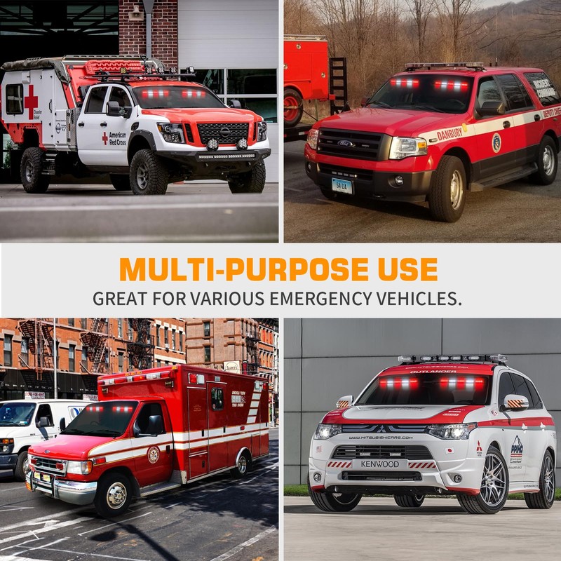 XRIDONSEN 2x 17 inch Red White Emergency Lights for Vehicles