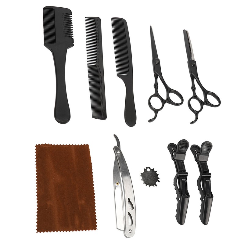 Hair Cutting Scissors Kit Clip Clipper Holder Comb Stainless Steel