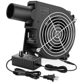 AmRunJe 120mm BBQ 12V Blower Fan with 110v-240v AC Plug Variable Speed Controller, Squirrel cage blower fan for Wood Stove, Outdoor Camping Charcoal Starter, Drum Smokers, Replacement Inflatables