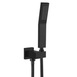 Heyalan Hand Shower Spray SUS304 Stainless Steel Handheld Shower Wand Single Function Matte Black Pressure Luxury Handheld Shower Curved High Hand Shower Set High Flow Rectangle with Holder