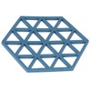 5pcs Table Mats Geometric Hex Shape Hollow Silicone Blue Insulation