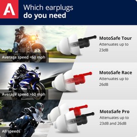 Alpine MotoSafe Race Motorcycle Earplugs - Prevents Hearing Damage While Motorcycling and Traffic Still Audible - Comfortable Hypoallergenic Motorbike Earplugs - Reusable Earplugs, 1 Pair