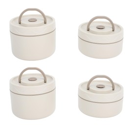 Bonbela Insulated 304 Stainless Steel Lunch Container Sealed Multifunctional Portable Round Thermal Bento Box with Thermal Bag (Pack of 4)