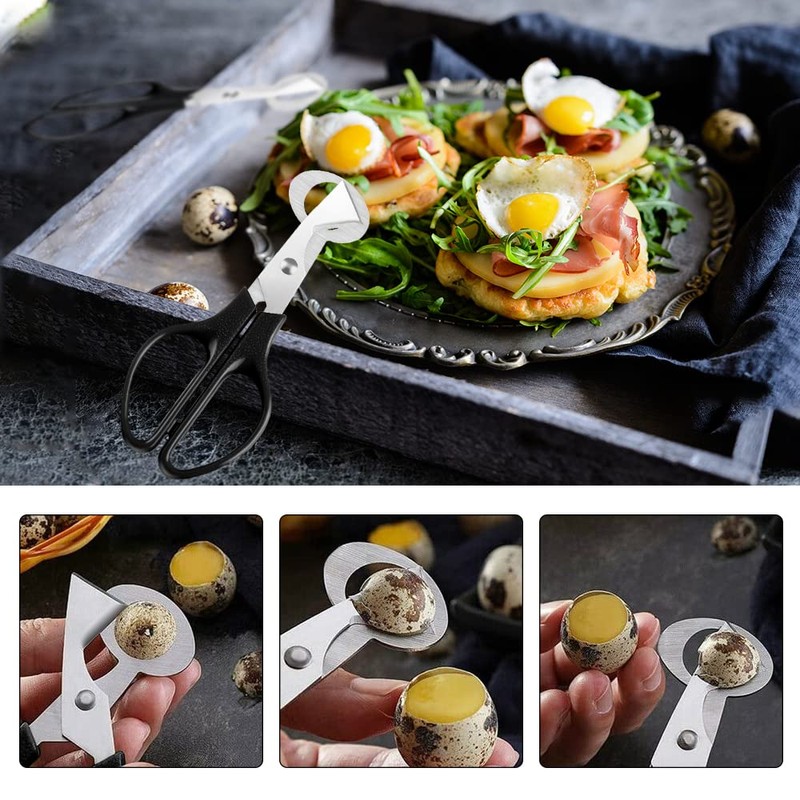 LYCXAMES Quail Egg Scissors, 2 Pieces, Stainless Steel, Black, Egg