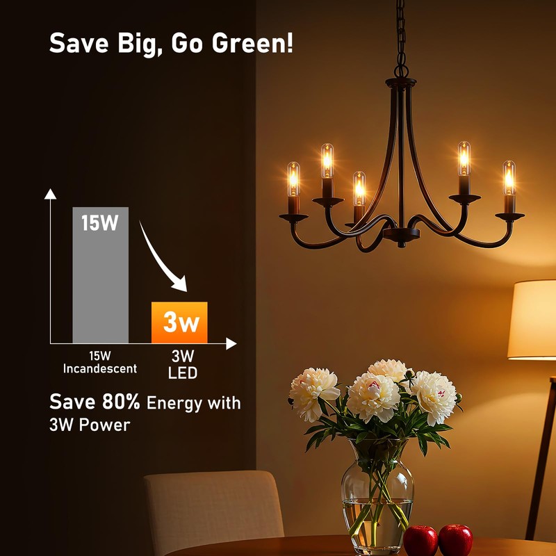 Hompavo LED Flame Bulbs (4 Pack) - 3W Flickering Fire