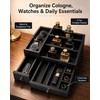 2-Drawer Cologne Organizer for Men, Fully Assembled, Solid Pine, Black/Gray