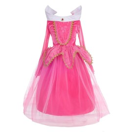 Lito Angels Sleeping Beauty Princess Aurora Hot Pink Costume Fancy Dress Up for Kids Girls, Birthday Party Outfit Age 6-7 Years (Tag Number 130)