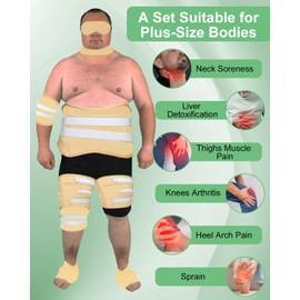 Castor Oil Pack Wrap for Stomach,11 PCS Castor Oil Wraps for Feet Knees Legs Neck Eyes, Reusable Castor Oil Packs Kit for Men Plus Size, Flannel Cotton, Machine Washable (11PCS)