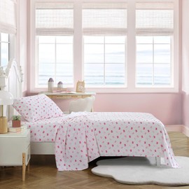 Nautica Kids - Twin Sheet Set, Super Soft & Cozy Toddler Bedding with Matching Sham(s), Ideal Girl Room Essentials (Axton Crab Pink, Twin)