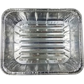 PACTOGO 9x13 Disposable Large Half 1/2 Size Deep Aluminum Foil Steam Table Broiler Pan with Built-In Absorbent Liner | Extra-Heavy Duty | Ideal for Oven, Baking, Grilling, BBQ, Cooking (Pack of 5)