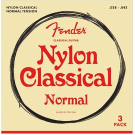Fender Nylon Acoustic Strings, 100 Clear/Silver, Tie End, Gauges .028-.043, 3-Pack