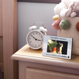 DUXMNAMG Pets Dog Cat 4x6 Picture Frame, Pet Memorial Bereavement Gifts, Pet Loss Sympathy Gifts for Dog or Cat Mom, The Best Angels Have Wings and Whiskers Picture PhotoFrames for Desk Decor