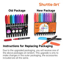 Shuttle Art Wet Erase Markers, 10 Colours Fine Tip Whiteboard Pens, Smudge-Free Wipe with Water Whiteboard Markers for Laminated Calendars, Overhead Transparency Project, Whiteboards, School Office