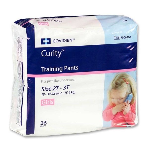 Curity Toddler Pull-On Training Pants for Girls, Size Medium (Under 34 lbs), 26