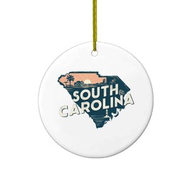 South Carolina Vintage Style Print Christmas Ornament | United States 50 State Collector's Series | Travel Souvenir Gift