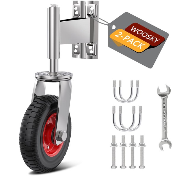 WOOSKY Spring Loaded Tube Gate Casters 4” Rubber Tire Heavy