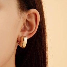 Mytys 14K Gold Plated / Silver Plated Hoop Earrings for Women Lightweight Chunky Hypoallergenic Huggie Earrings Minimalist Heart Ball Golden Hoop Earrings with Rose Gold Silver, Copper