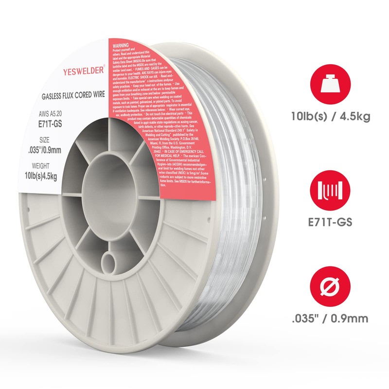 YESWELDER Flux Core Gasless MIG Wire, E71T-GS Mild Carbon Steel