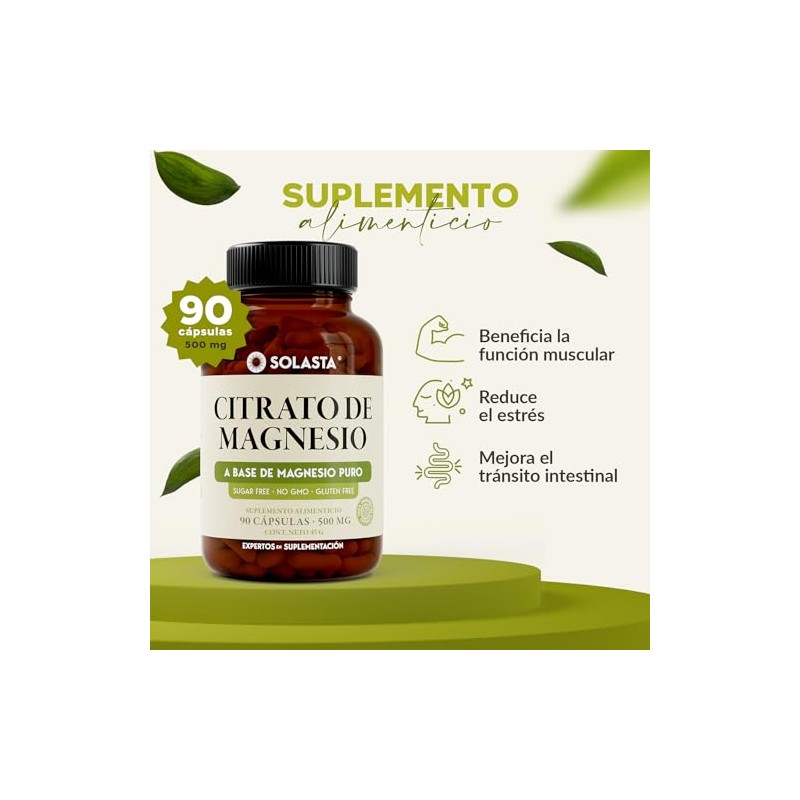 CITRATO DE MAGNESIO Solasta Cápsulas de 500mg de Fácil Absorción