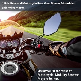 1 Pair 8mm 10mm Universal Motorcycle Rear View Mirrors Scooter Aluminum Flame Pattern Side View Mirrors(Carbon Fiber Black)