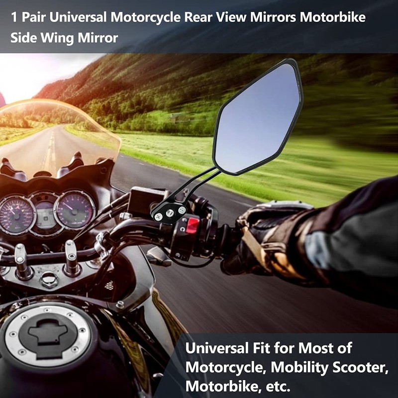 1 Pair 8mm 10mm Universal Motorcycle Rear View Mirrors Scooter