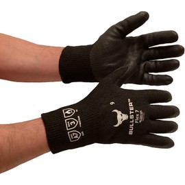 Bullster® Flex 7 Cut Resistant Gloves — Work Gloves for Men | Heavy-Duty Steel-Kevlar Nitrile-Coated Cut Proof Gloves, 3 Pairs (2XL–Size11)