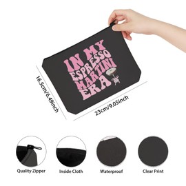 TSOTMO Tini Time Coquette Gift in My Espresso Martini Era Makeup Bag Espresso Martini Gift Cocktail Gift (BLK-My Espresso Bag CA)