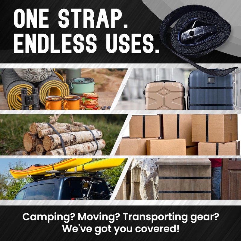 4-Pack Cam Buckle Lashing Straps – 1” x 4’ Heavy-Duty