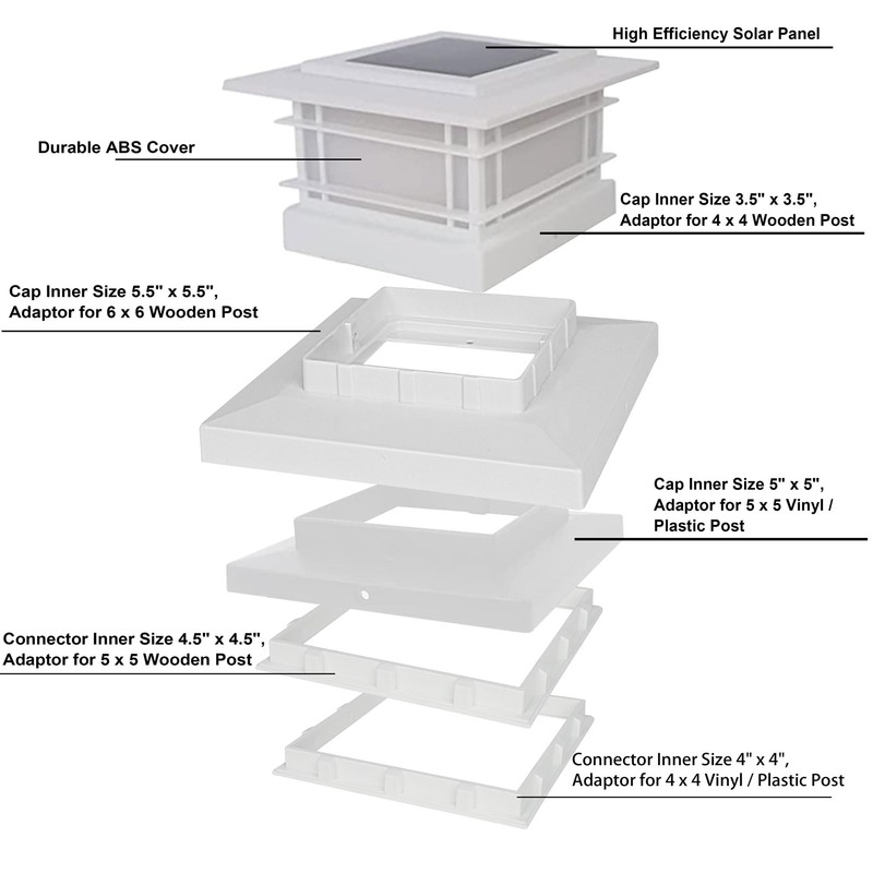 Dynaming 8 Pack Solar Post Cap Lights Outdoor with Flickering