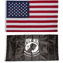 Moon USA and Pow Mia Flag 3x5 Embroidered 2 Double Sided Flag Wholesale Lot - Vivid Color and UV Fade Resistant - Prime Outside Garden Home Decor