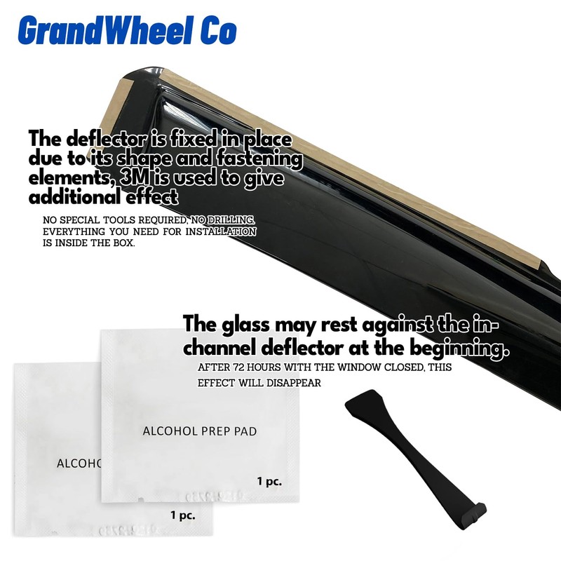 Window Deflectors Smoke Tinted in-Channel Side Window Vent Visor Deflectors