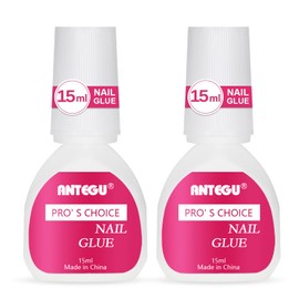 2 Bottles Nail Glue for Tips, 15 ml Professional Nail Glue for Artificial Nails, Extra Strong, Nail Glue with Brush for False Acrylic Nails