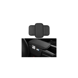 Sandfren Car Center Console Cover, Leather Vehicle Armrest Cushion with 2 Storage Bags, Automotive Interior Arm Rest Seat Box Pad Accessories, Universal for SUV, Sedan, Truck (Black)