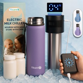 Electric Breast Milk Cooler: Unlimited Cooling Time, 2 x 150 ml/5 oz Milk Cooler Storage Bottles, 5 V USB-C Portable Breast Milk Storage