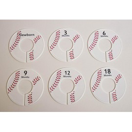 6 Baseball C196 Baby Boy Nursery Clothing Size Closet Dividers (1.25 Inch Rod)